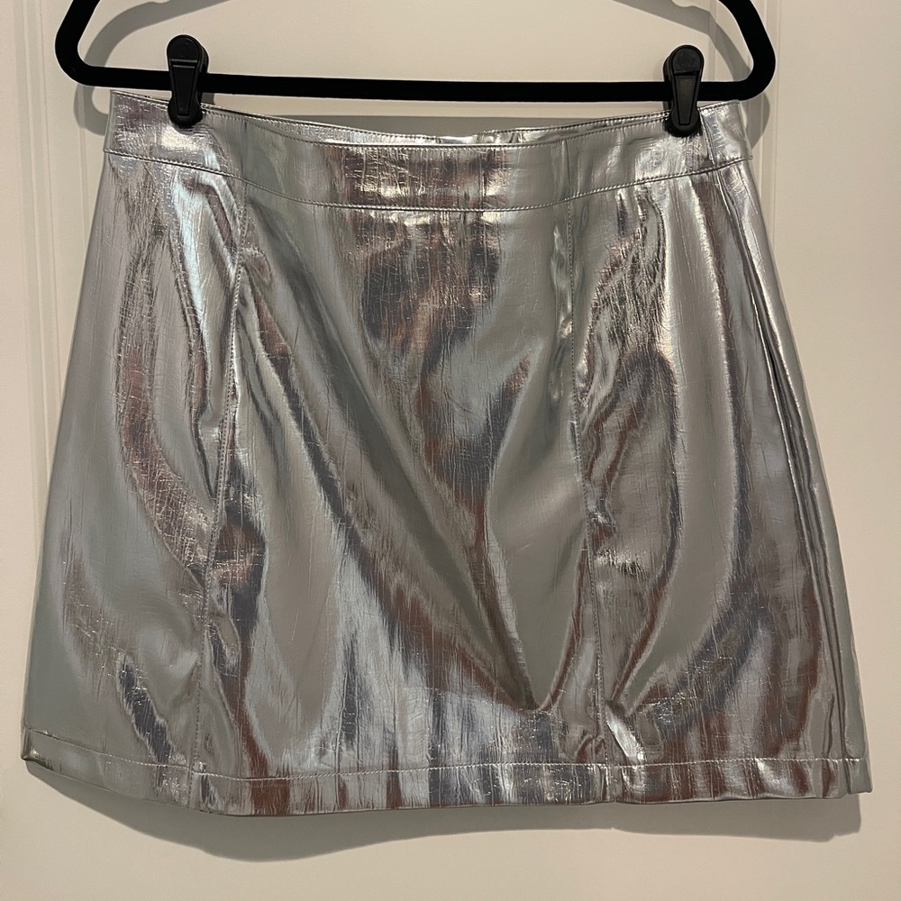 Topshop Silver Metallic Skirt-Size 10